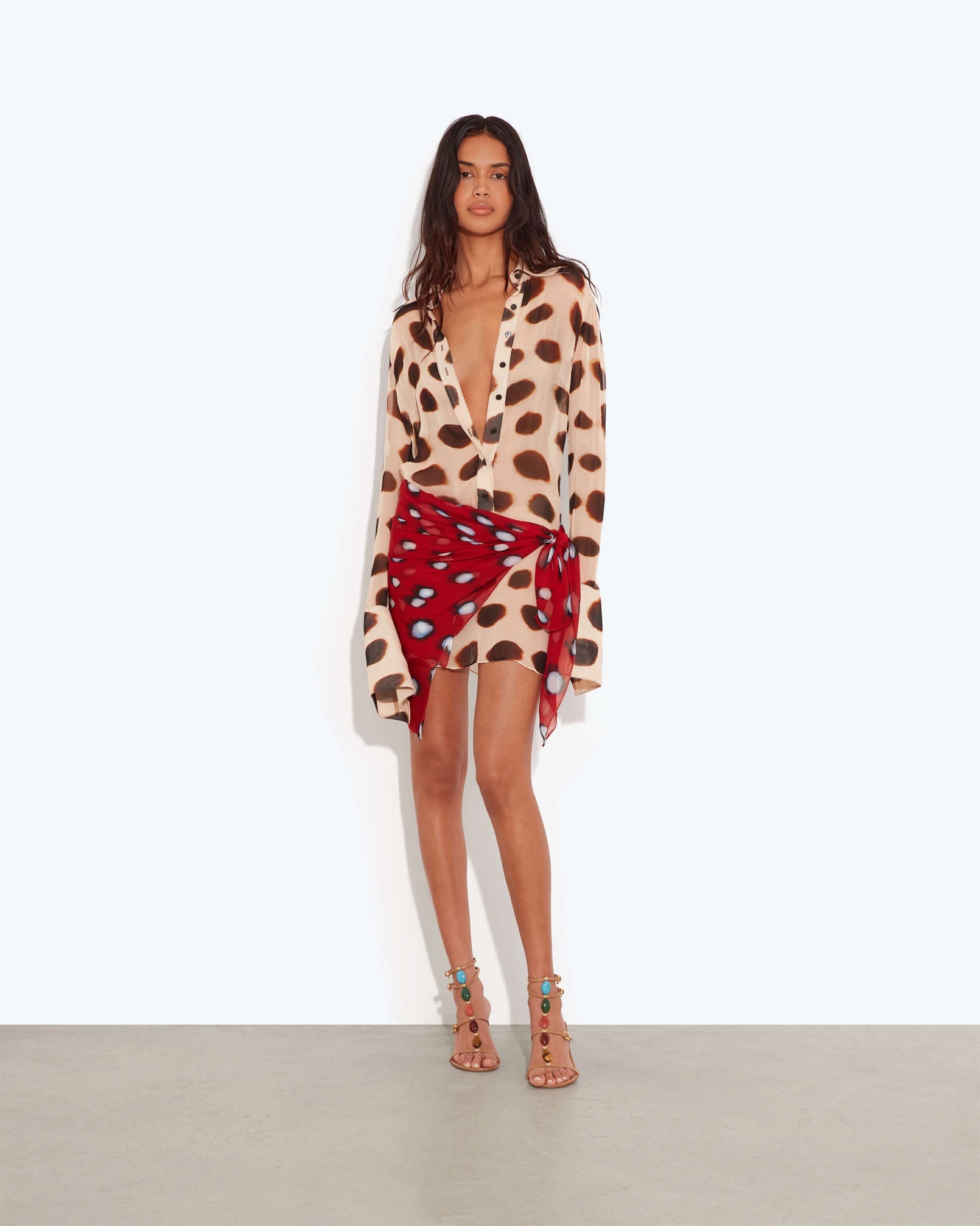 Print Shirt Dress with Contrast Sash | Resort Chic