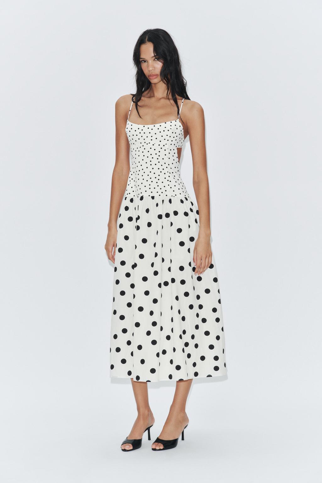 French Riviera All-Over Polka Dot Cut-Out Backless Midi Dress