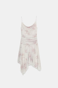 Odette Watercolor Floral Handkerchief Mini Dress