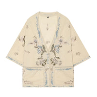 Palma Ivory Linen Embroidered Shirt and Lace-Trim Shorts Matching Set