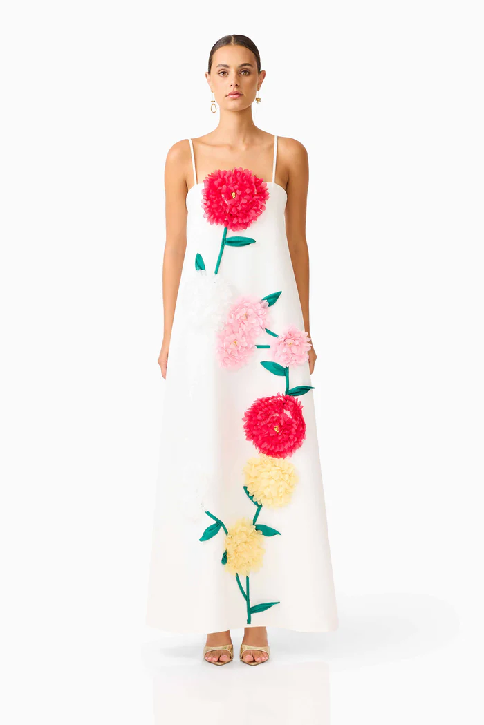3D floral appliqué. perfect for weddings, resort events, and special occasions. Bold, artistic statement style.
