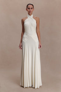 Halter Neck Draped Maxi Dress