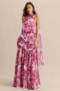 Dreamy Floral Off-Shoulder High-Waisted Maxi Dress