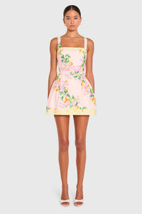 Limoncello Lemon Garden Square-Neck Mini Dress