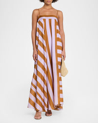 Stripe Flow Spaghetti Strap Maxi Dress