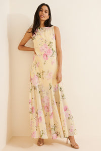 Romantic Rose Sleeveless Floral Maxi Dress