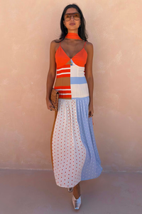 Patchwork Polka Dot Maxi Dress