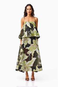 Tropical Layered Midi Dress