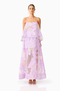 Tropical Layered Midi Dress