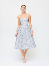 Blue Floral Midi Dress