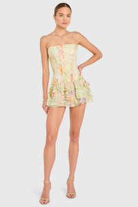Garden-inspired tiered mini dress