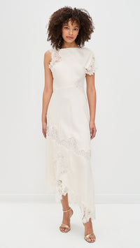 White Lace-Trim Midi Dress