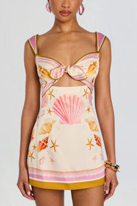 Scarf Print Cutout Mini Dress