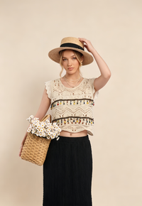 Cropped Top with Colorful Tassels
