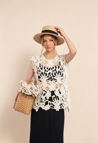 Boho Floral Cutout Top