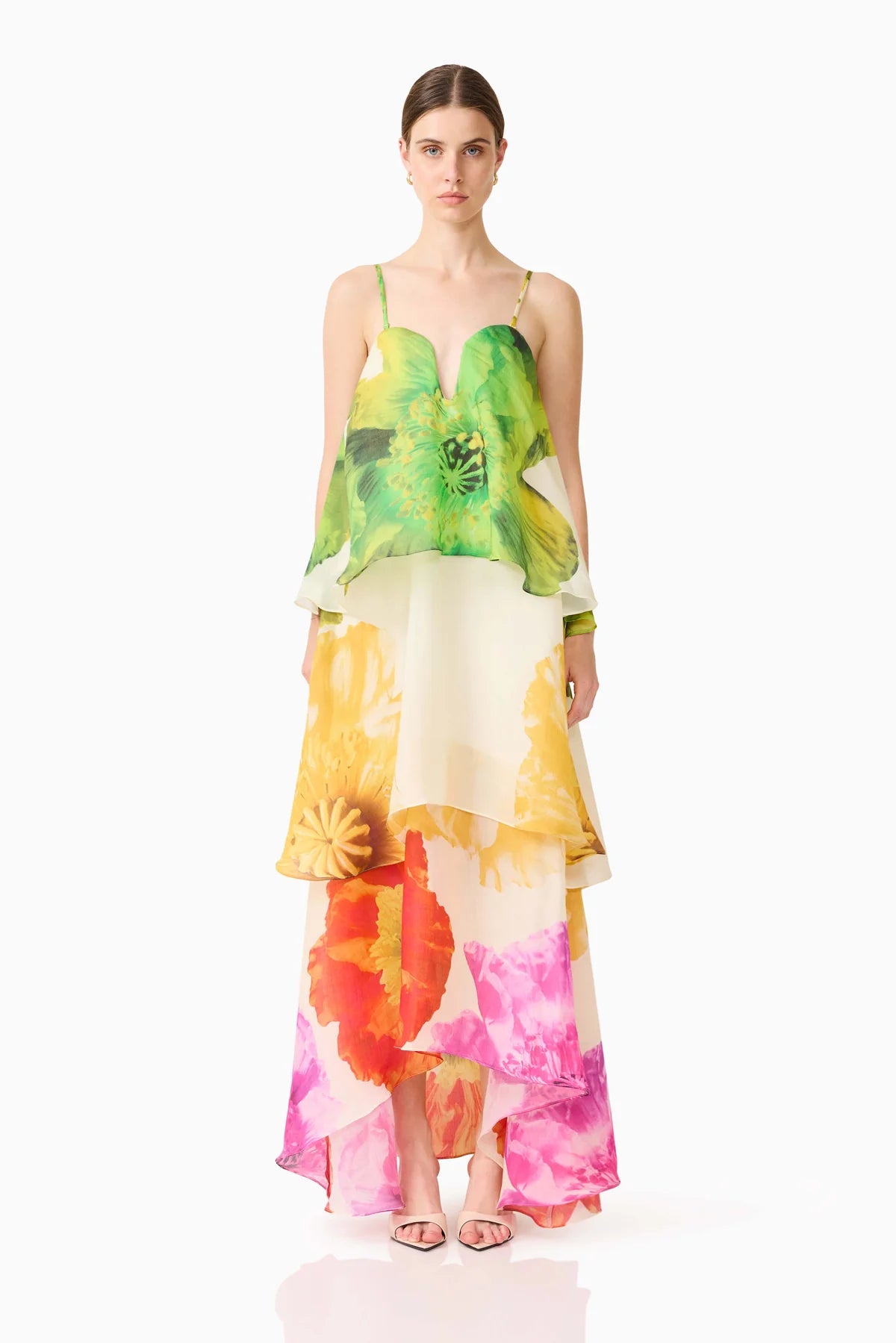 Layered Maxi Dress. Featuring a stunning watercolor-inspired floral print, elegant layered design—the ultimate statement piece for your next summer occasion.