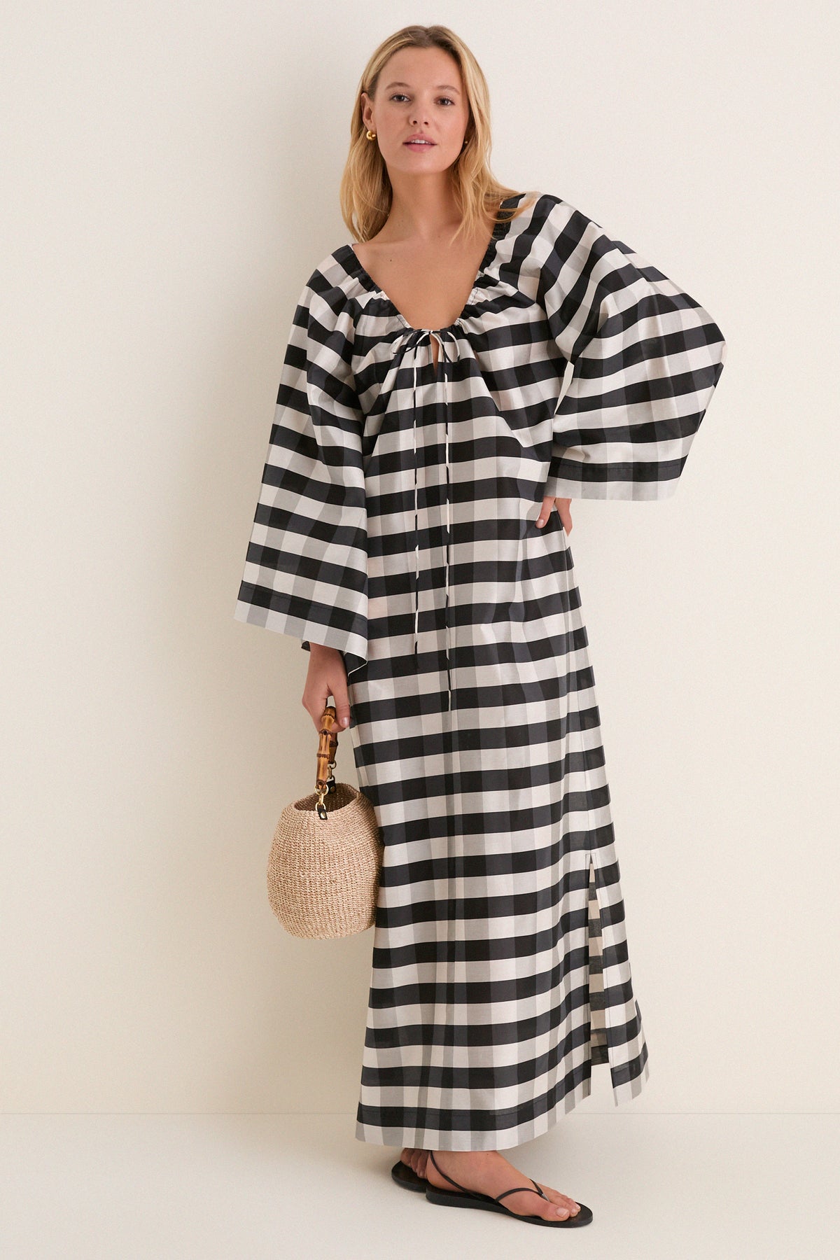 Oversized Maxi Dress.wide statement sleeves, and a breezy silhouette—the perfect effortless piece for your next coastal escape.