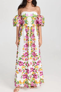 Sicilian Garden Off-Shoulder Floral Maxi Dress
