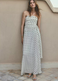 Polka Dot Strapless Maxi Dress