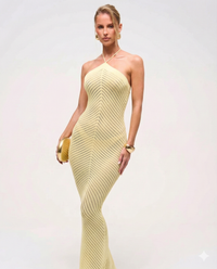 Chevron Knit Halter Maxi Dress
