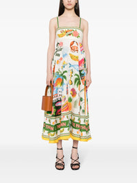 Vibrant Tropical Motif Midi Dress