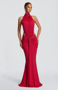 Luminous Contour Mock-Neck Maxi Dress