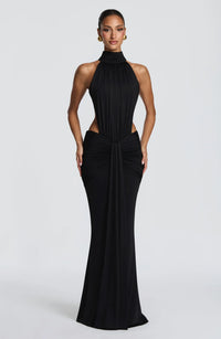 Luminous Contour Mock-Neck Maxi Dress