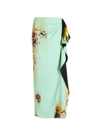 Side-Ruffle Fluid Maxi Skirt
