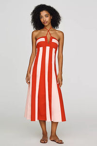 Bold Striped Halter Resort Midi Dress