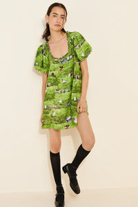 Artistic Nature-Motif Resort Mini Dress