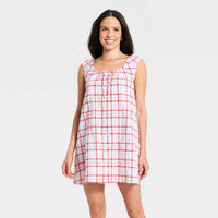 Classic Plaid Ruffle-Neck Mini Dress