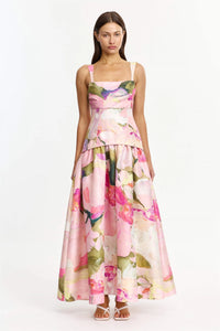 Artistic Bloom Print Maxi Dress