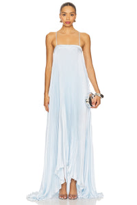 Sky Blue Pleated Resort Slip Maxi Dress