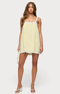 Sunny Butter Yellow Eyelet Mini Dress