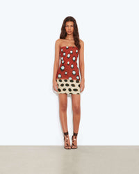 Contrast-Panel Printed Resort Mini Dress