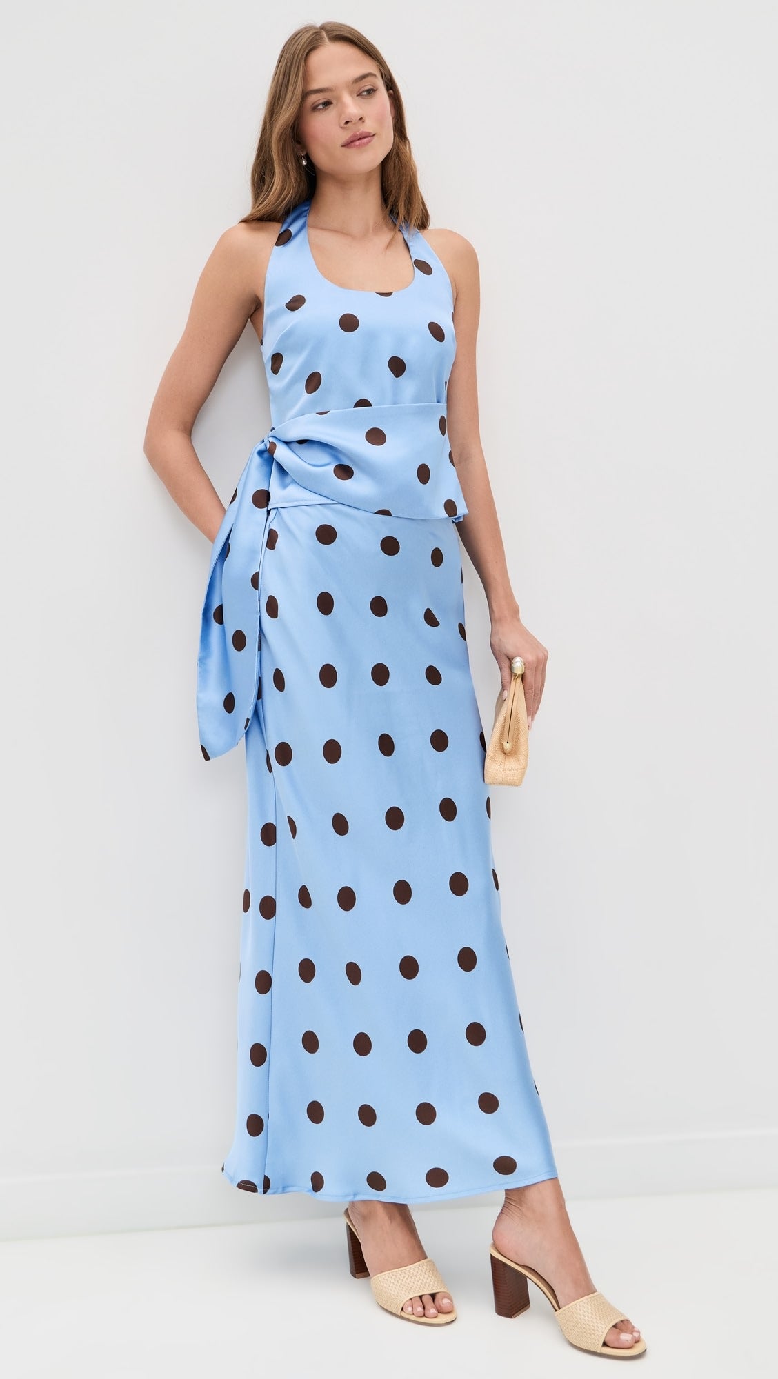 Retro Polka-Dot Halter Set. Flattering halter neckline, and a classic spot print, this set is your go-to choice for effortless resort glamour.