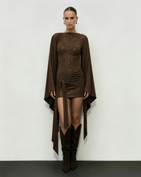 Dramatic Cocoa Evening Resort Mini Dress