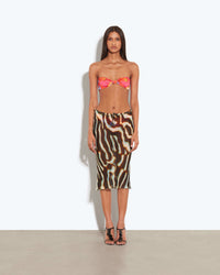 Fluid Zebra-Print Resort Midi Skirt