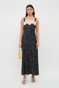 Vintage-Inspired Polka-Dot Lace Midi Dress