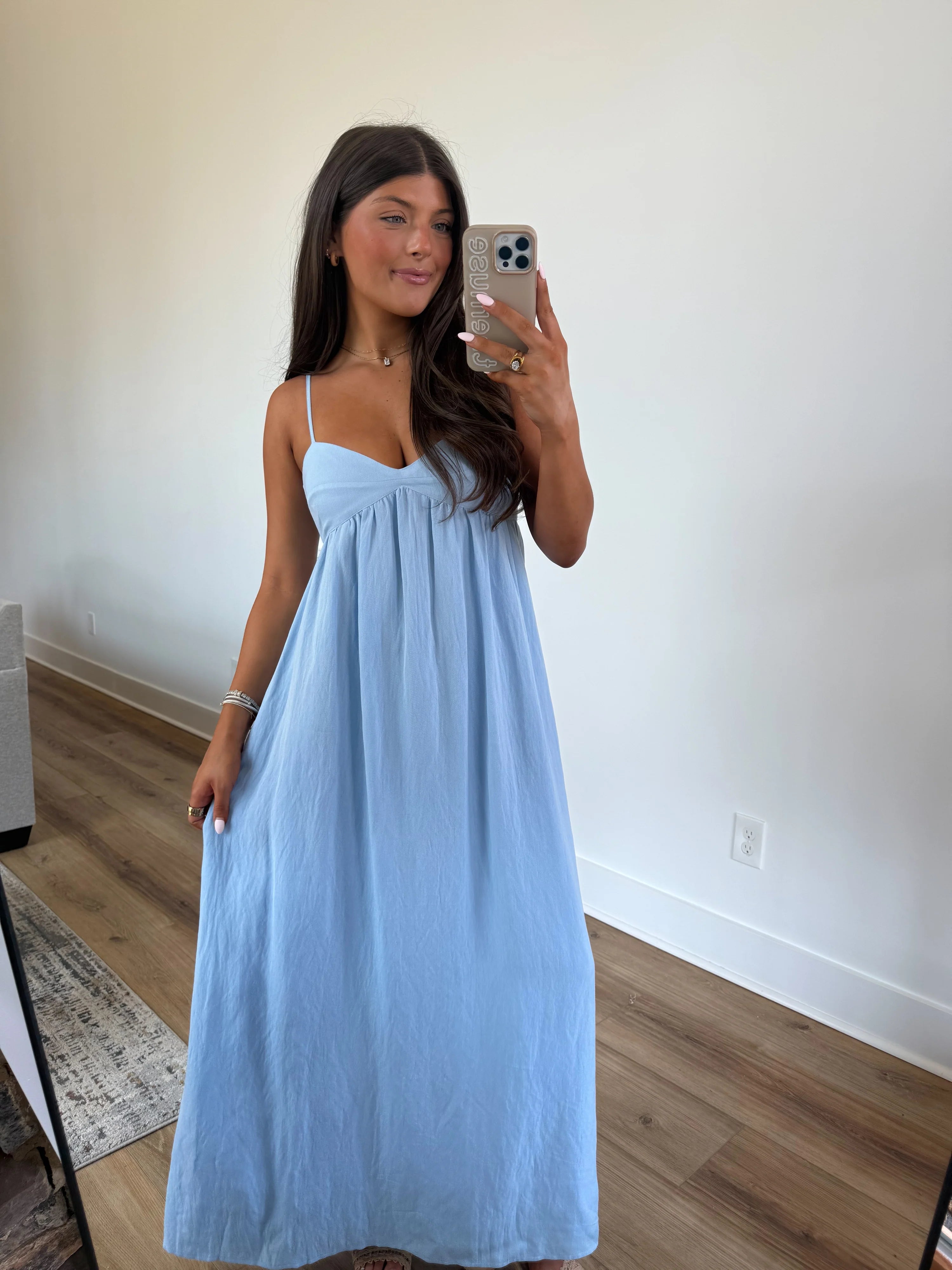 Spaghetti Strap Maxi Dress flowing silhouette—perfect for beach vacations, resort wear, seaside dinners, brunch dates, and coastal summer styling.