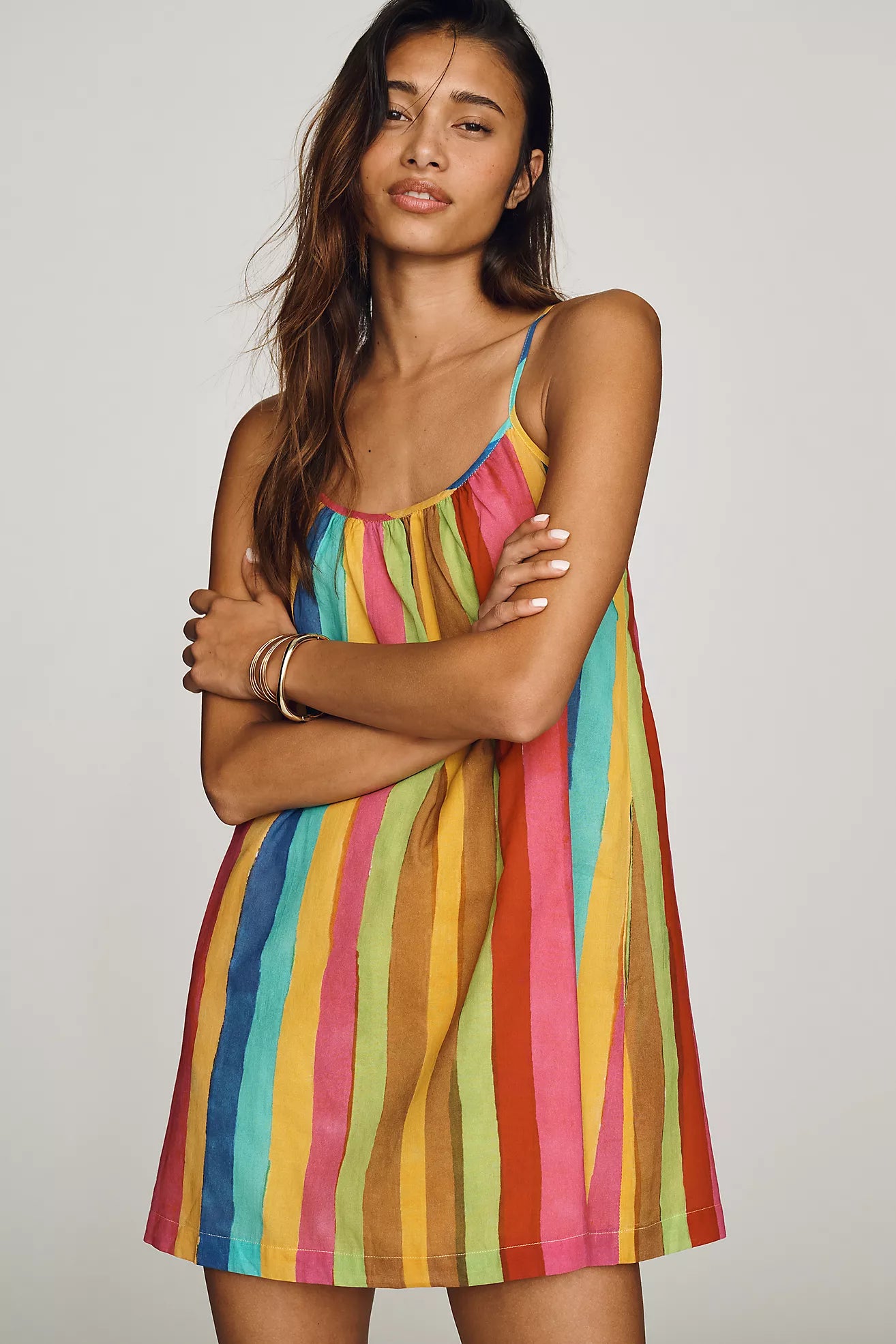 Featuring colorful stripes, a relaxed silhouette, and lightweight design—perfect for beach vacations, resort wear, brunch dates, and summer styling.
