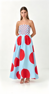 Modern Pop-Art Strapless Maxi Dress