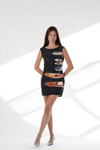 Playful Seaside Illustration Linen Mini Dress
