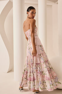 Pastel Floral Smocked-Back Resort Maxi Dress