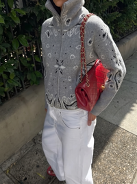 Paisley Knit Zip-Up Cardigan