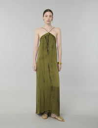 Olive Tie Halter Maxi Dress