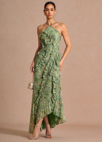 Romantic Asymmetric Ruffle Vacation Maxi Dress