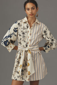 Chic Asymmetric Patchwork Shirt Mini dress
