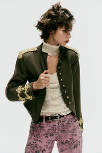Chic Structured Military-Style Crop Jacket