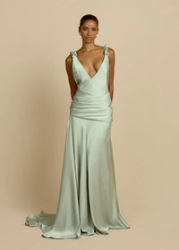 Chic Slit-Strap Ruched Resort Maxi Dress